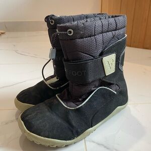 Vivo Barefoot Black Kids Winter Boots with Cream Soles